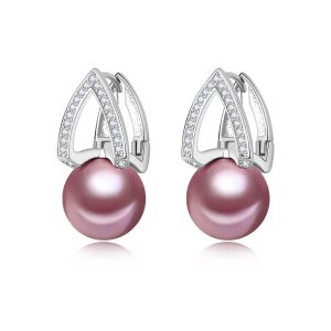 Diamond-Encrusted Shell Pearl Earrings